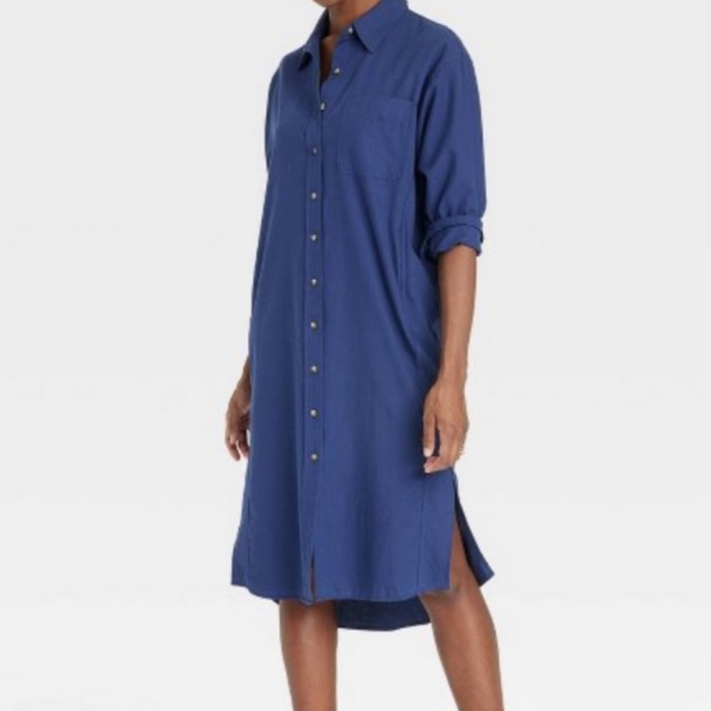 🦋 Universal Thread Long Sleeve Button Down Shirt Midi Dress - Picture 3 of 4